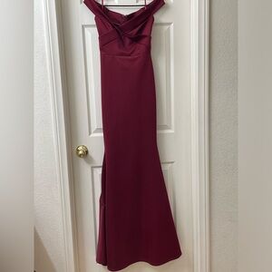 Off the shoulder red prom dress